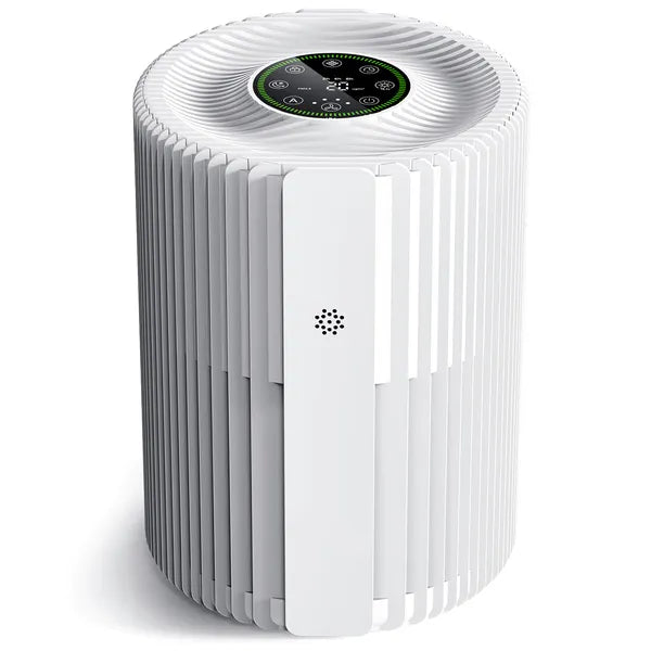 Compact white 3-stage HEPA air purifier
