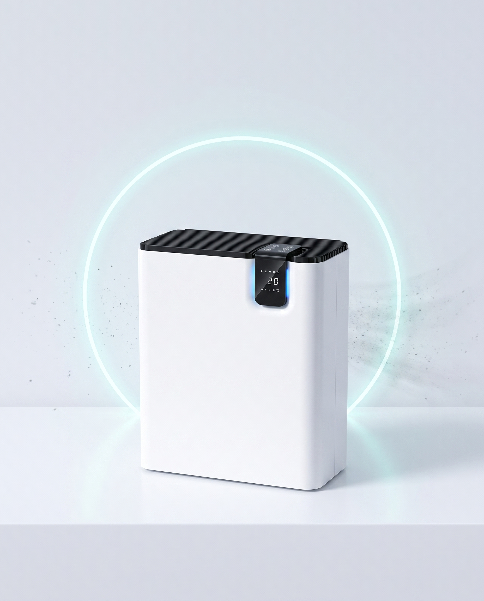 Aormaus Air Quality Monitor purifier with teal monitoring ring