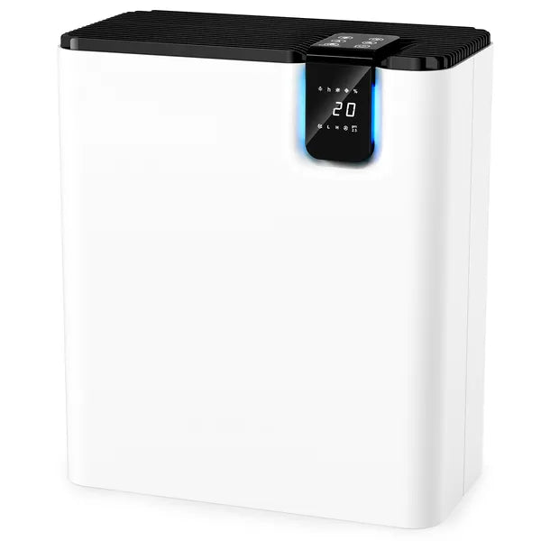 White large room air purifier with air quality monitor